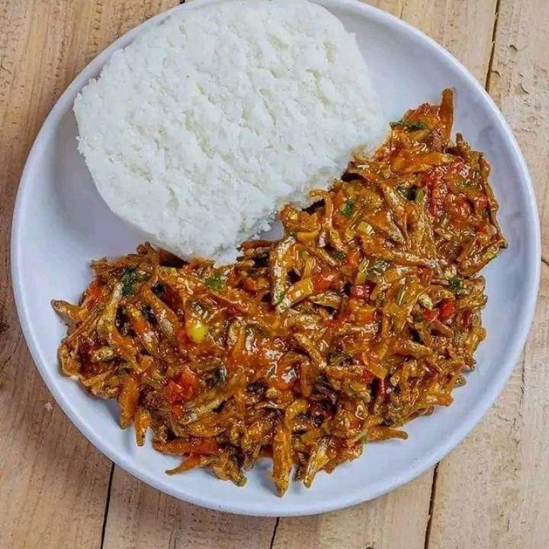Omena wet fry with ugali