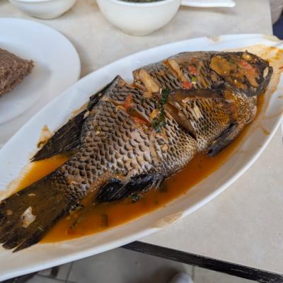 Boiled Tilapia Fish with Ugali & Spinach