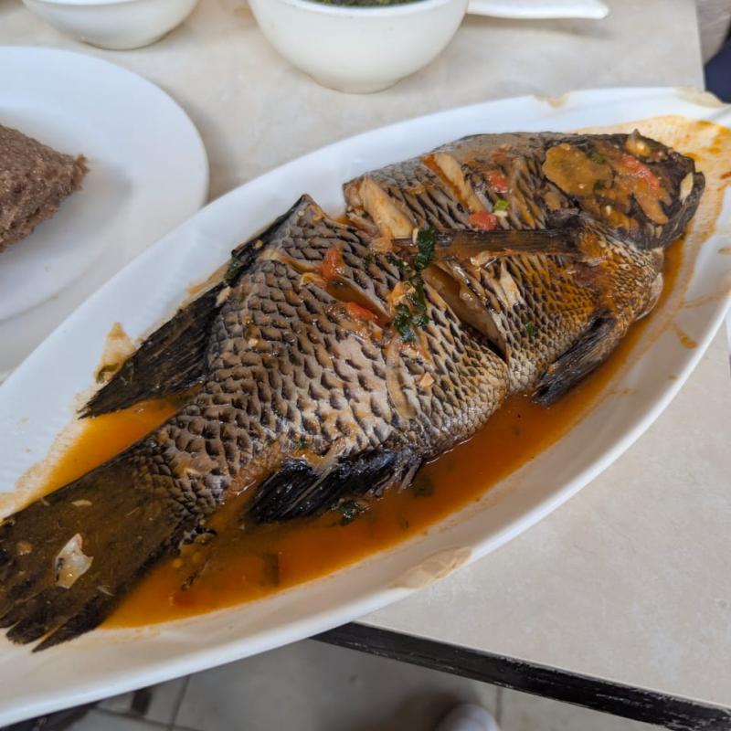 Boiled Tilapia Fish with Ugali & Spinach